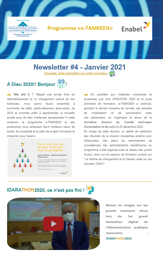 Consultez la 4éme newsletter trimestrielle de l’intervention e-TAMKEEN - Maroc