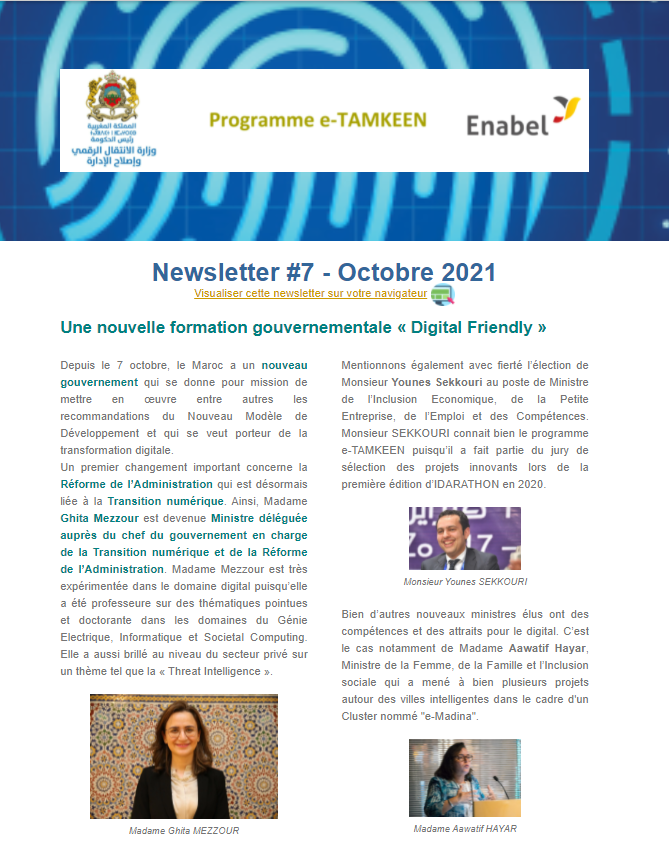 Consultez la 7éme newsletter trimestrielle de l’intervention e-TAMKEEN du Maroc