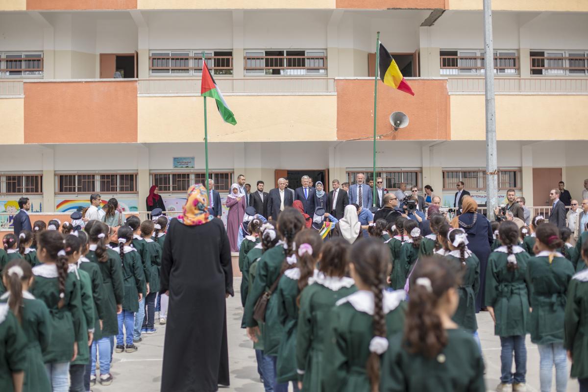 Inauguration by Minister Reynders of rehabilitated school in Gaza