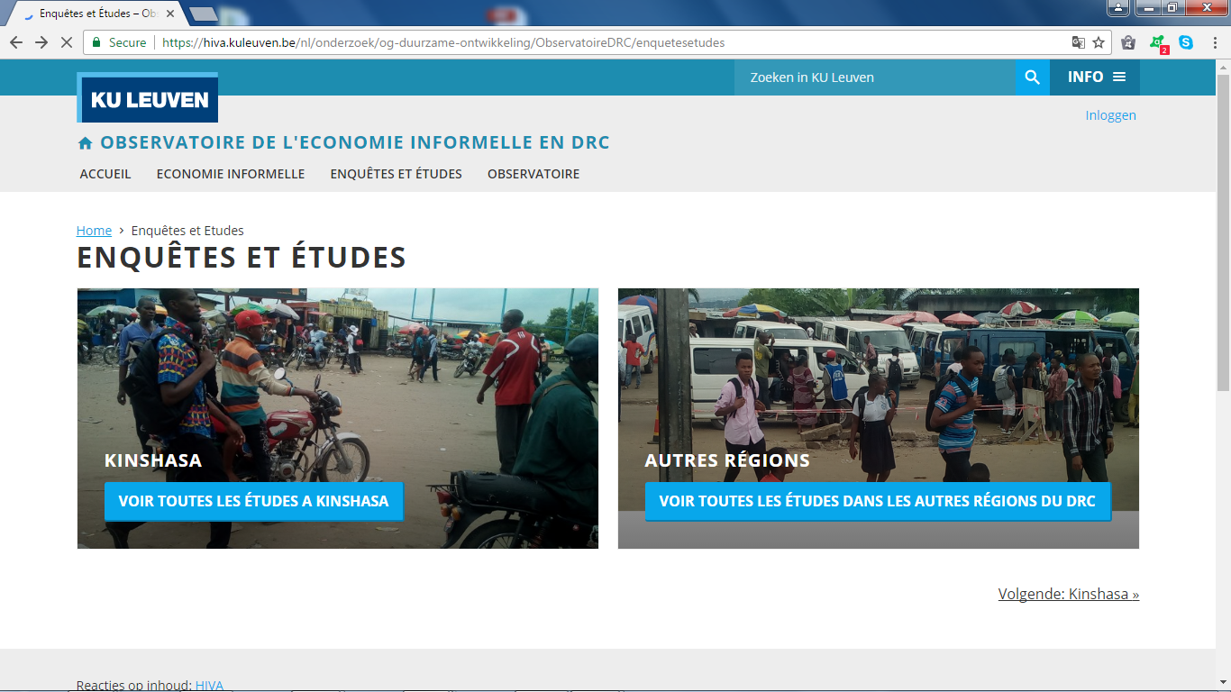 Mise en place d’un observatoire et d’un site web pour l’économie informelle en RDC.